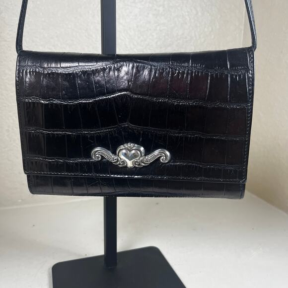 Brighton Crocodile Black Leather Crossbody Wallet Purse - Picture 7 of 7